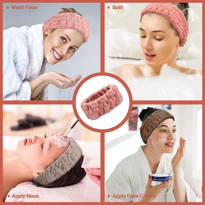 Chuangdi 3 Pieces Spa Headband for Women Facial Makeup Headband Soft Terry - Image 7