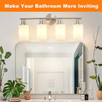 DLLT 4-Light Bathroom Light Fixtures: Nickel Modern Vanity Lights - Image 2