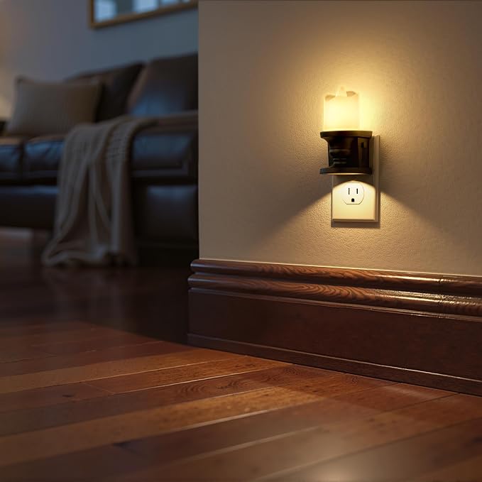 Flameless Candle Night Light, 3000K Warm White Candle Night Lights Plug into - Image 4