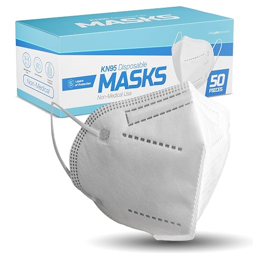 50 Pack White KN95 Face Masks for Adults and Kids by LykaMedicalDistribution