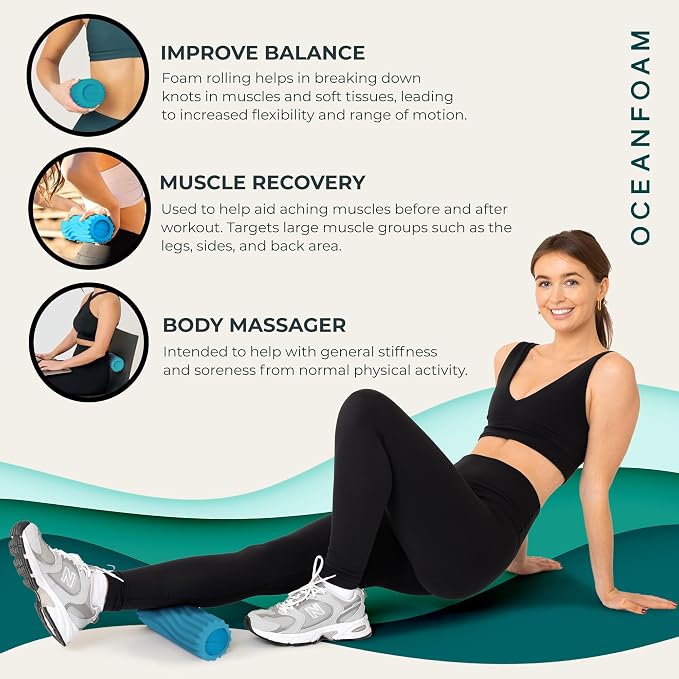 Oceanfoam Ripple Travel Foam Roller Firm Mini Foam Roller - Image 6