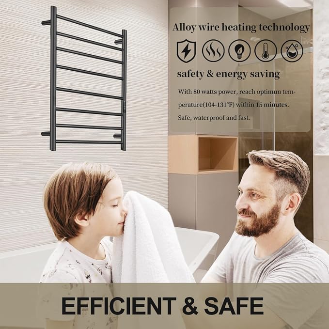 Towel Warmers for Bathroom, Electric Heated Towel Rack Wall Mounted, Hot - Image 5