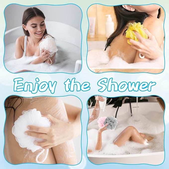 10 Pcs Bath Loofah Shower, Mesh Sponge Pouf, Soft Mesh Shower Loofahs - Image 5
