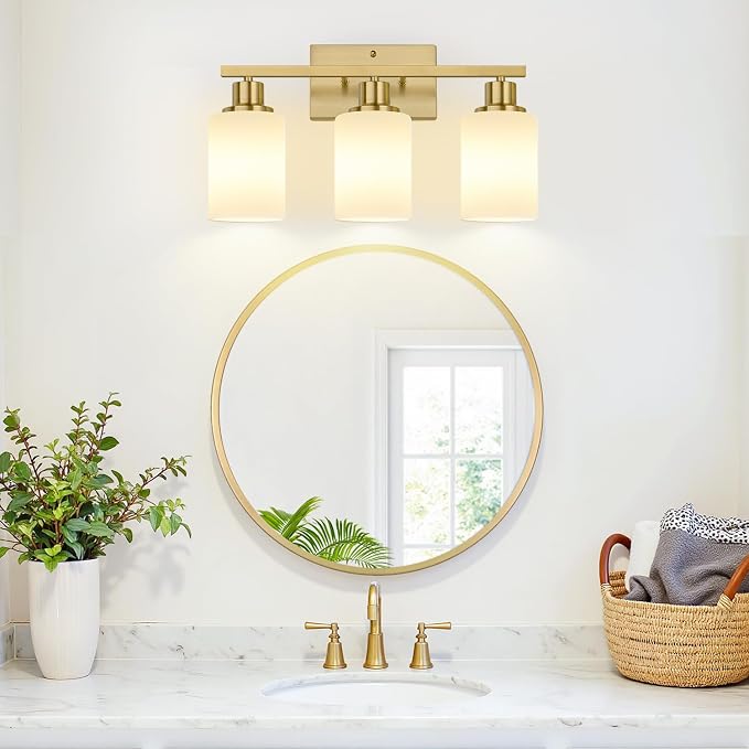 MOKATNG 3-Light Bathroom Light Fixtures, Brushed Gold Vanity Light - Image 5