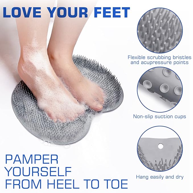Shower Foot Scrubber Mat Back Washer Exfoliating Bath Wash Pad Wall Mounted - Image 2