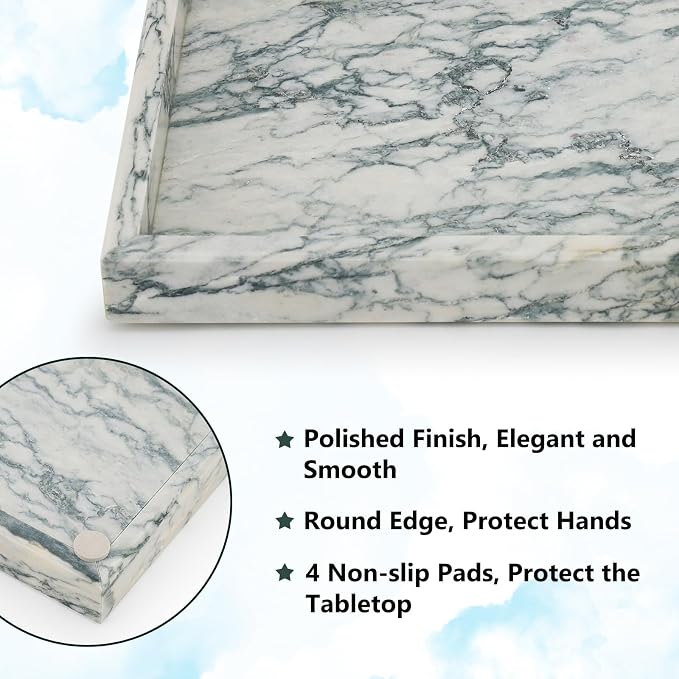 Real Natural Marble Tray for Bathroom, Kitchen and Desktop, Rectangle Genuine - Image 4