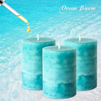 Pillar Candles Ocean Breeze Scented 3x4 inch Aqua Green Candle Clean Burning - Image 5