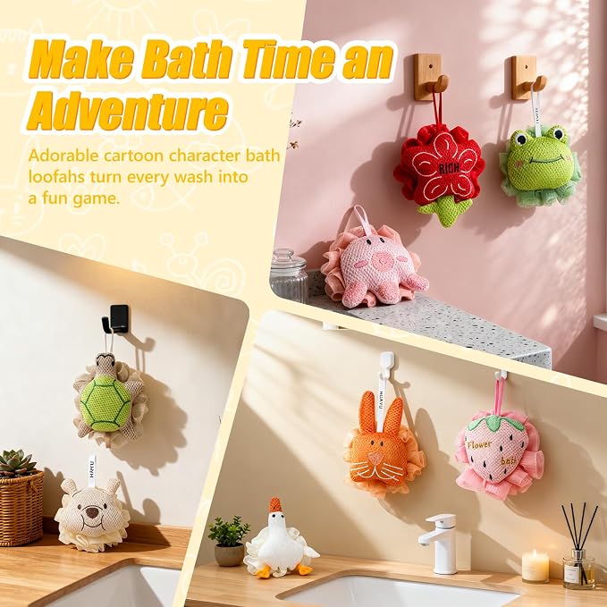 Kids Loofah, Cute Cartoon Animal Kids Bath Sponge - Image 8