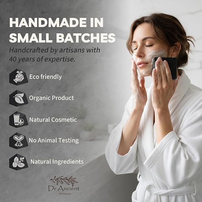 Dr. Ancient Natural Charcoal Soap Bar Traditional Way Handcrafted Charcoal - Image 3