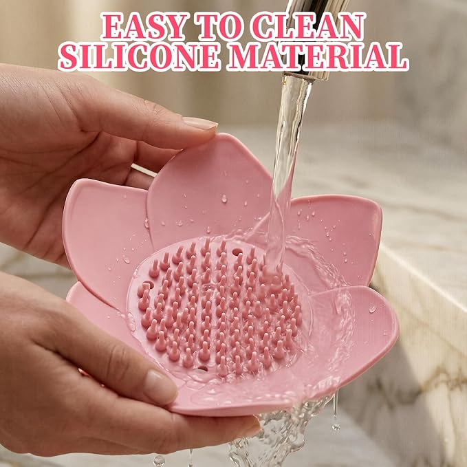 2 Pcs Lotus Shape Shower Steamer Tray, Silicone Soap Holder Non-Slip, Flower - Image 4