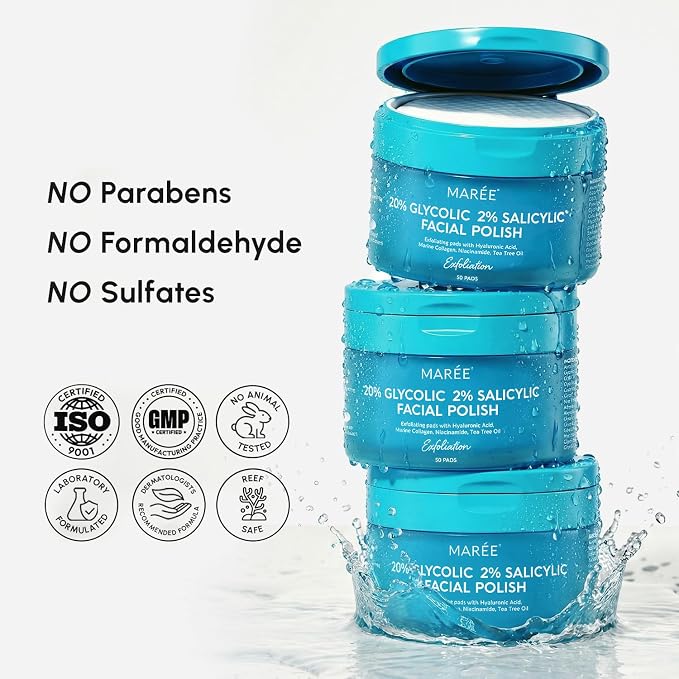 MAREE Glycolic Acid Pads & 2% Salicylic Acid – Toner Pads - Image 11