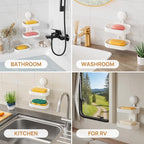 LEVERLOC Soap Dish Holder for Shower, Double Layer Suction Cup Wall Mounte Self - Image 8