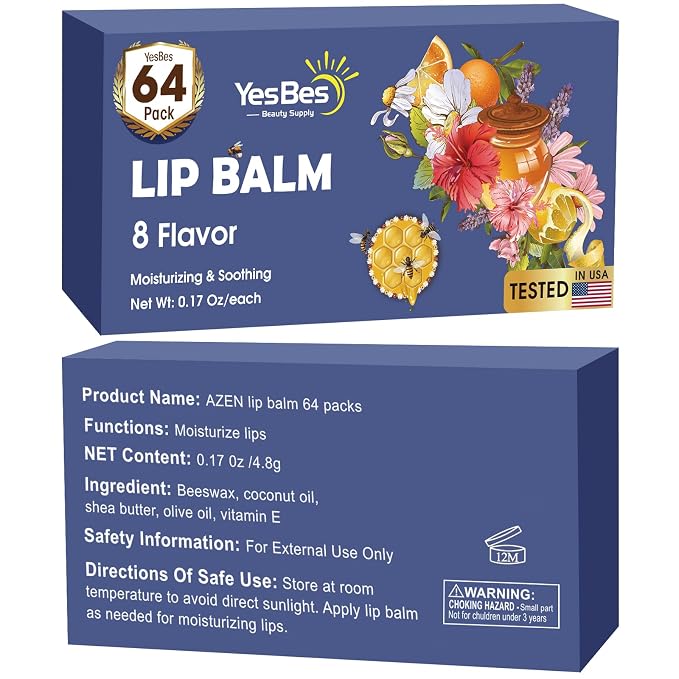 YesBes 64 Pack Lip Balm, Natural Lip Balm Bulk - Image 9
