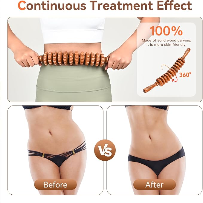 Wood Therapy Massage Tools, Wooden Massage Roller Stick, Lymphatic Drainage Tool - Image 3