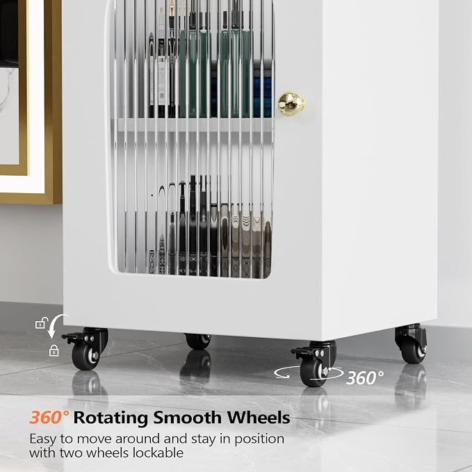 Salon Cart with Wheels, 3 Tier Rolling Beauty Trolley - Image 4