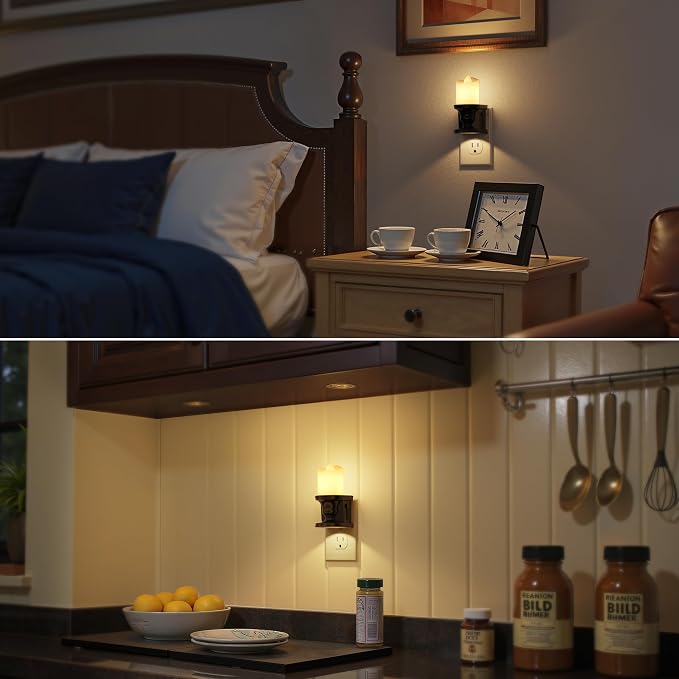 Flameless Candle Night Light, 3000K Warm White Candle Night Lights Plug into - Image 7