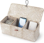 Seagrass Storage Basket with Lid Rectangular Small Woven Shelf Baskets with - Image 3