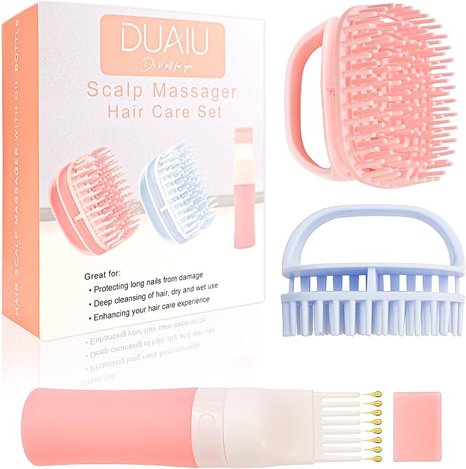 DUAIU Hair Oil Applicator with 2PCS Scalp Massager, Silicone Root Comb by DUAIU