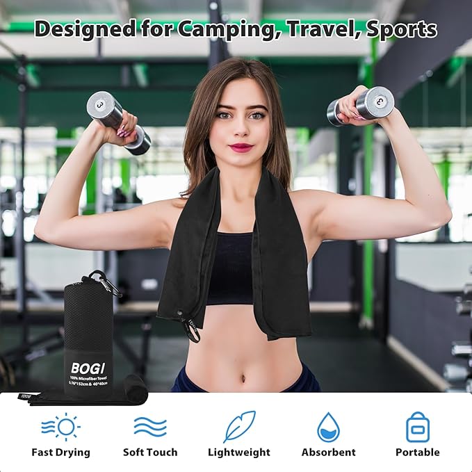 BOGI Microfiber Travel Sports Towel-Quick Dry Soft Lightweight Absorbent Compact - Image 4