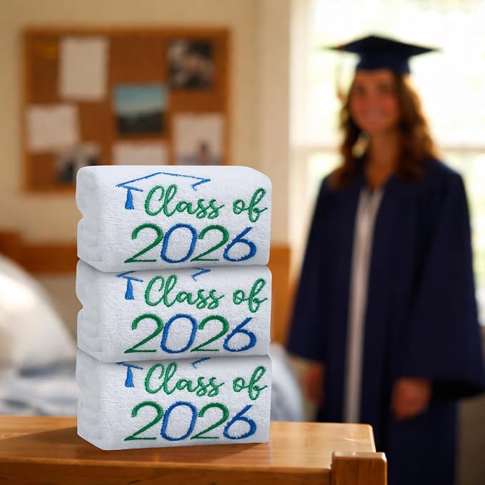 MASHAN Class of 2026 Graduation Hand Towels 3 Pack, 100% Cotton Soft Absorbent - Image 6