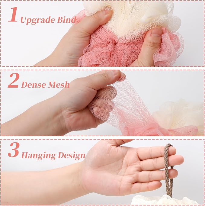 FARMOGA Bath Loofah Sponge Back Scrubber Shower Sponge Soft Mesh Exfoliator - Image 7