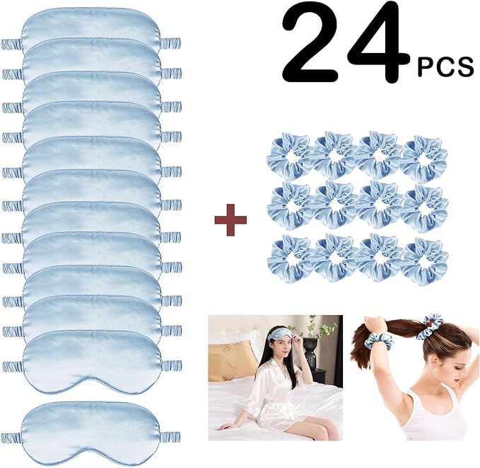 24Pcs Satin Eye Mask Silk Sleep Masks Silky Eyes Cover Blackout Blindfold - Image 2