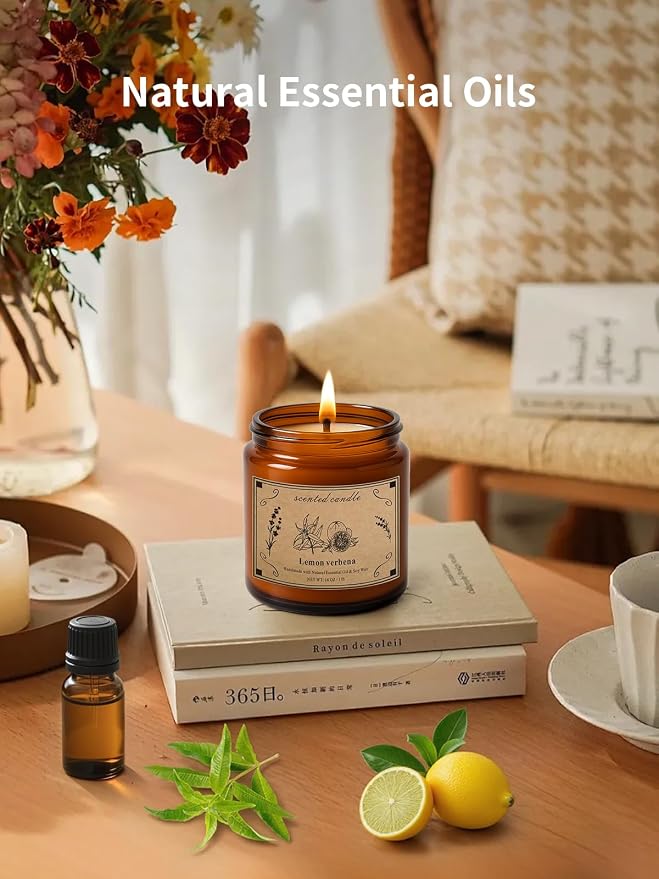 Scented Candles for Home, 16oz Large Jar Scented Candle – Lemon Verbena Soy Wax - Image 2