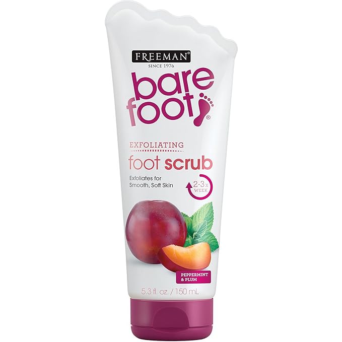 Freeman Bare Foot Exfoliating foot scrub Peppermint and Plum 5.3 oz by Freeman