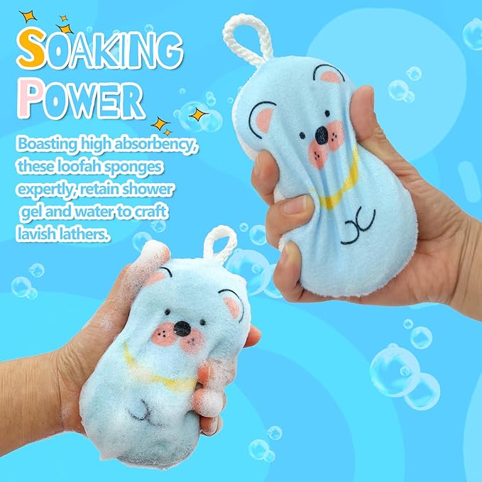Baby and Kids Bath Loofah Sponge, Soft and Absorbent Toddler Exfoliating Body - Image 5