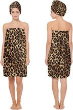 Absorbent Leopard Print Bath Towel Wrap Set by HEIFAM