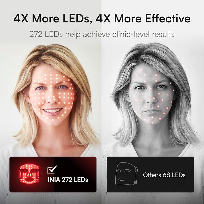 INIA Red Light Therapy Mask for Face, Glow Wireless LED Face Mask Light Therapy - Image 4