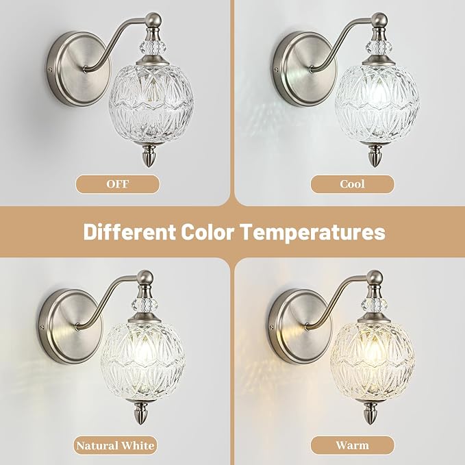1 Piece Brushed Nickel Wall Sconce, 1-Light Mid Century Modern Brushed Nickel - Image 6