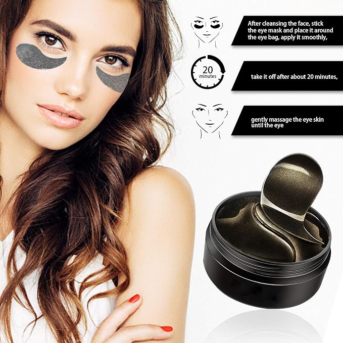 Under Eye Patches, Eye Mask Black Pearl, Puffy Eyes Dark Circles Brighten - Image 7