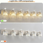 PRESDE Crystal 6-Light Bathroom Vanity Light Fixtures Brushed Nickel Modern - Image 4