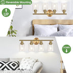 4-Light Bathroom Light Fixtures, Brushed Gold Modern Vanity Lights Over Mirror - Image 6