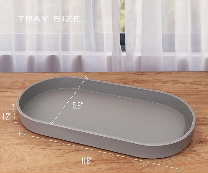 Gray Small Tray, Oval Tray for Kitchen Counter, Bathtub Bathroom Vanity Items - Image 6