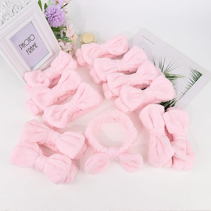 Casoty 12 Pcs Pink Spa Headband, Makeup Headband - Image 8