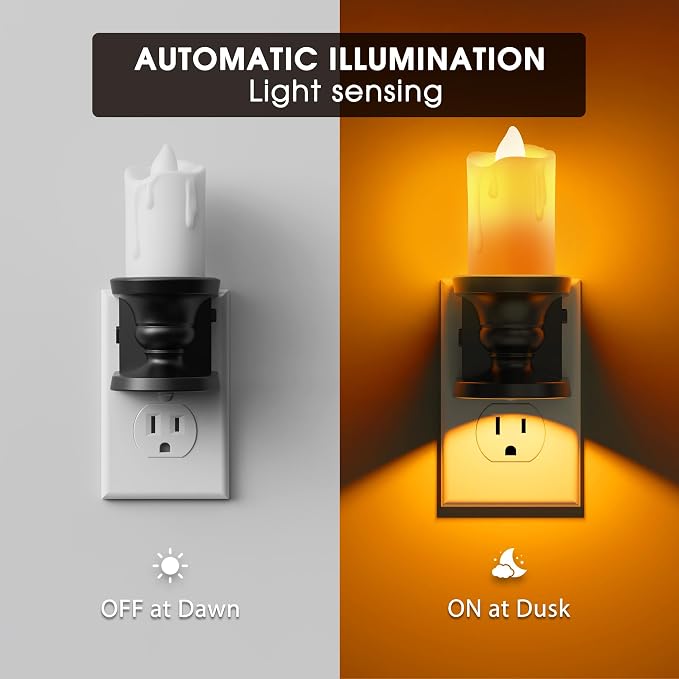 Briignite Flameless Candle Night Light, 2 Pack, Night Lights Plug into Wall - Image 2