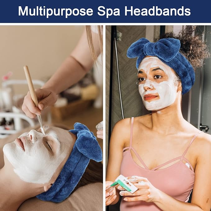 Ondder Spa Headband for Washing Face 8 Pack Navy Blue Skincare Headbands for - Image 4