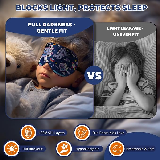 Kids Silk Sleep Mask: 100% Mulberry Silk Eye Mask - Image 4