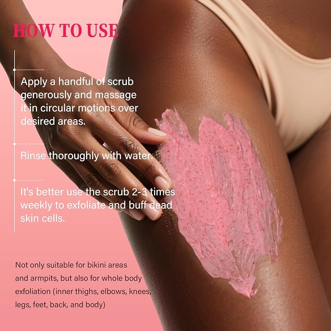 Bikini Area Exfoliator with 10% AHAs BHA & Vitamin C, Exfoliating Body Scrub - Image 9