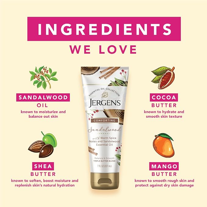 Jergens Sandalwood Body Butter Lotion, Moisturizer Infused - Image 4