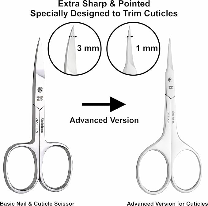 Cuticle Scissors Extra Fine Curved Blade, Extra Slim Scissors - Image 2