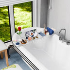 Yieach Luxury Clear Bathtub Shelf Across Tub, Expandable Plastic Bathtub Tray - Image 8