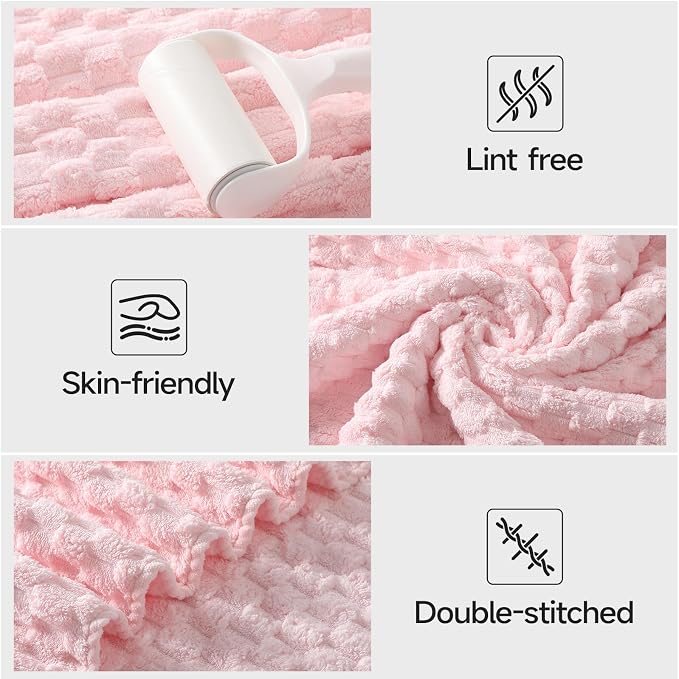 REDKISS Pink Microfiber Bath Towels Set of 6-35x70 Inches Oversized Bath Sheets - Image 5