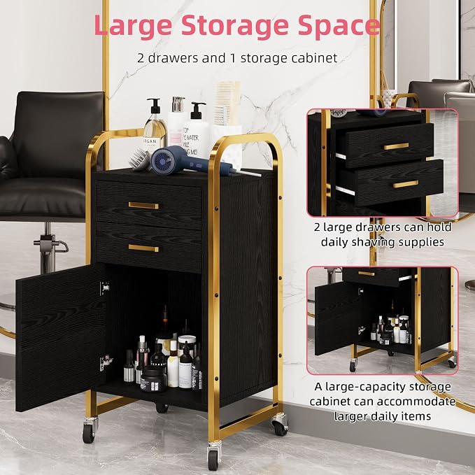 4ever2buy Black and Gold Salon Trolley Cart - Image 6