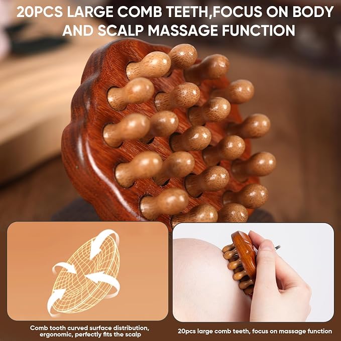 Wooden Massage Massager for Hair Growth, Head Scalp Comb, Manual Body Relax - Image 2