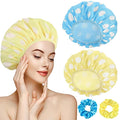 WSICSE 2 Packs Large Shower Cap, Waterproof Reusable Shower Cap Double Layers by WSICSE