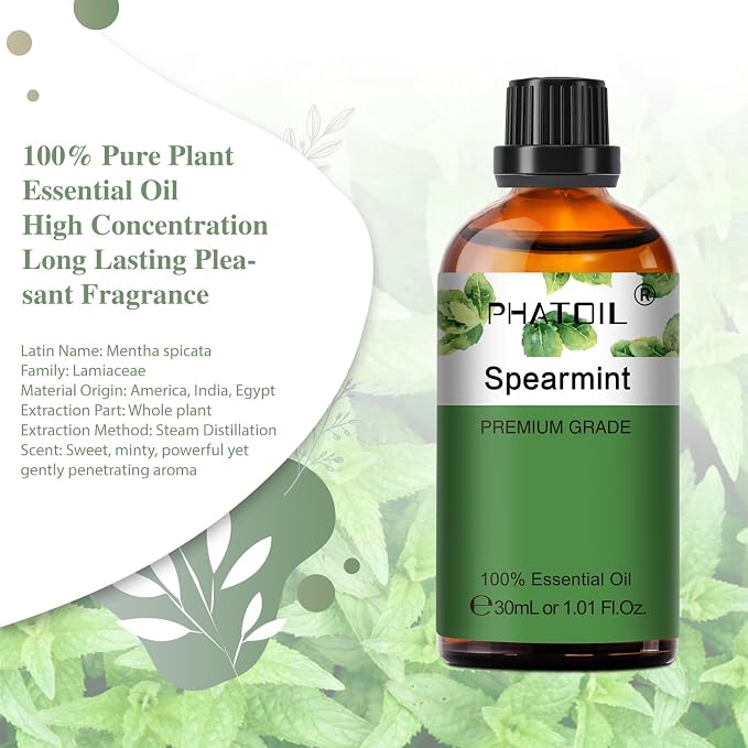 Spearmint 1.01fl.oz Essential Oil, PHATOIL Pure Aromatherapy Oils - Image 2