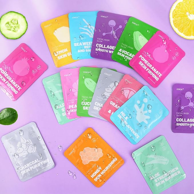 KONEUK 24 Pack Sheet Hydrating Face Masks Skincare, Soothing & Moisturizing - Image 7